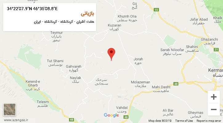 روستای بازیانی بر روی نقشه