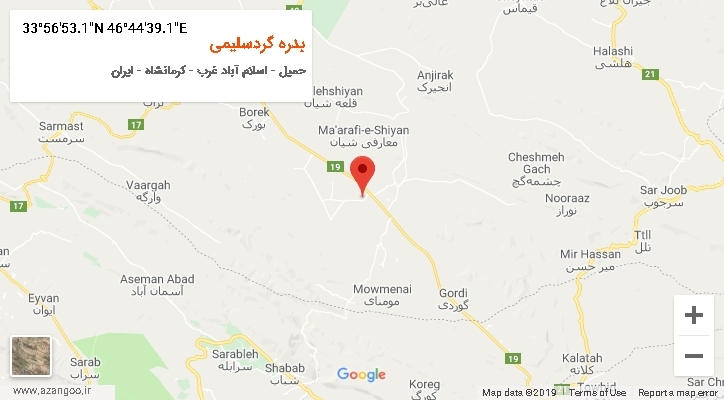 روستای بدره گردسلیمی بر روی نقشه