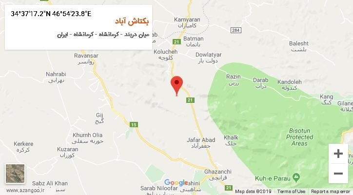 روستای بکتاش آباد بر روی نقشه