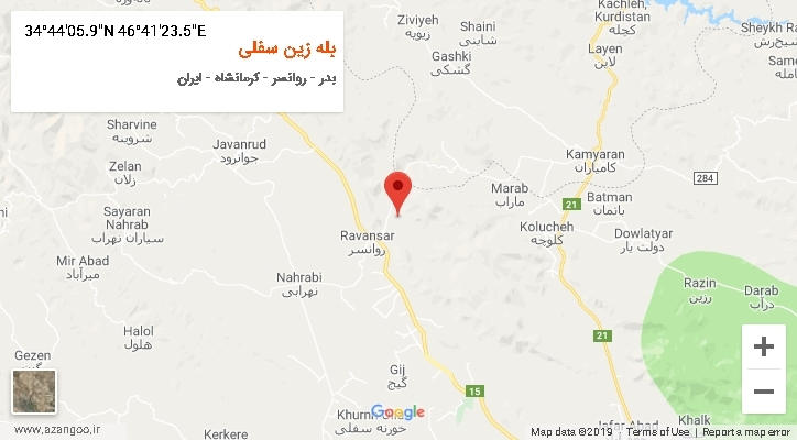 روستای بله زین سفلی بر روی نقشه
