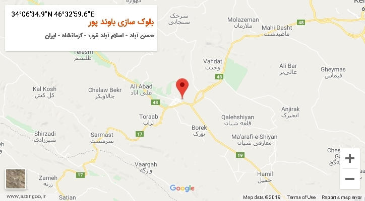 روستای بلوک سازی باوند پور بر روی نقشه