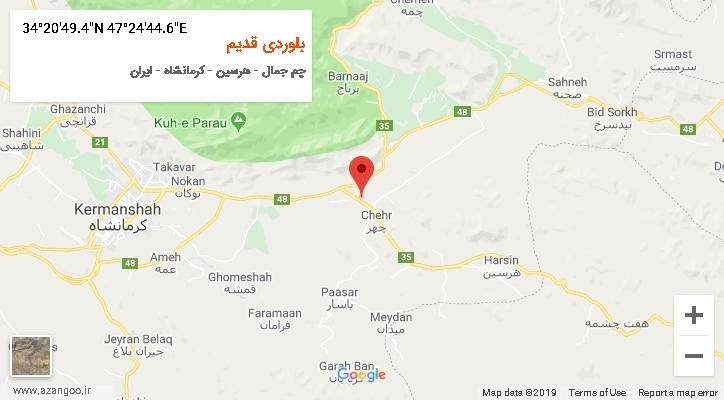 روستای بلوردی قدیم بر روی نقشه