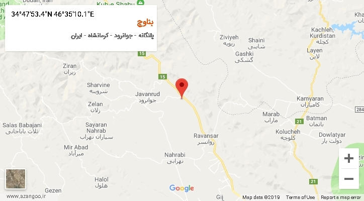 روستای بناوچ بر روی نقشه