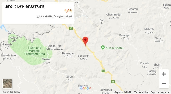 روستای بندره بر روی نقشه