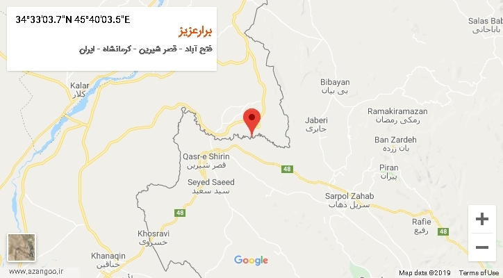روستای برارعزیز بر روی نقشه