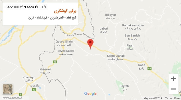 روستای برفی کوشکری بر روی نقشه