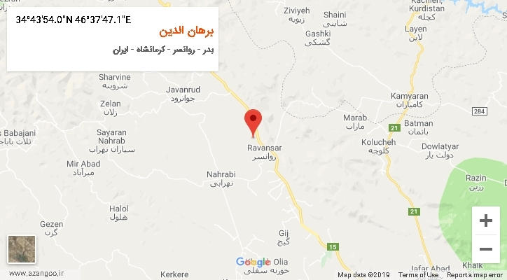 روستای برهان الدین بر روی نقشه