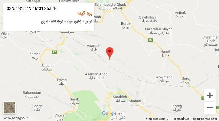 روستای بره گینه بر روی نقشه