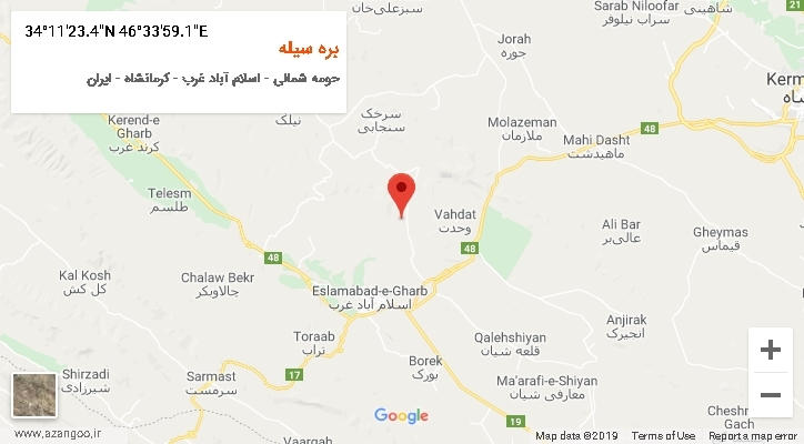 روستای بره سیله بر روی نقشه