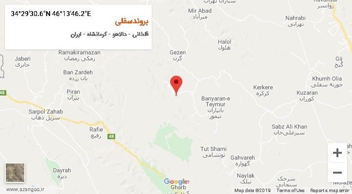 روستای بروندسفلی بر روی نقشه