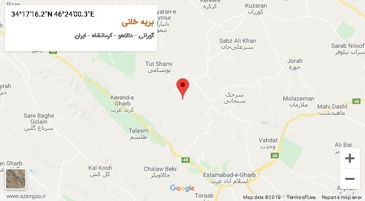 روستای بریه خانی بر روی نقشه