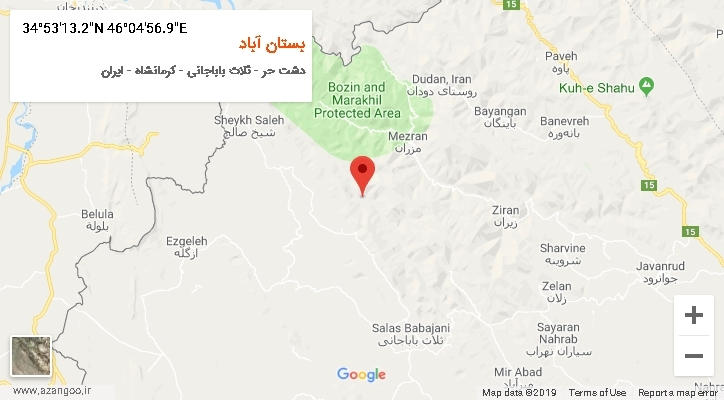 روستای بستان آباد بر روی نقشه