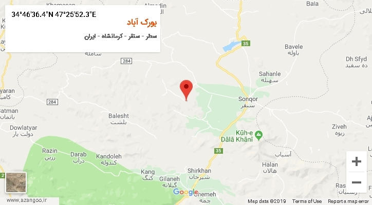 روستای بورک آباد بر روی نقشه