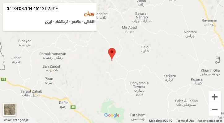 روستای بویان بر روی نقشه
