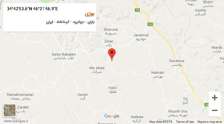 روستای بوزی بر روی نقشه
