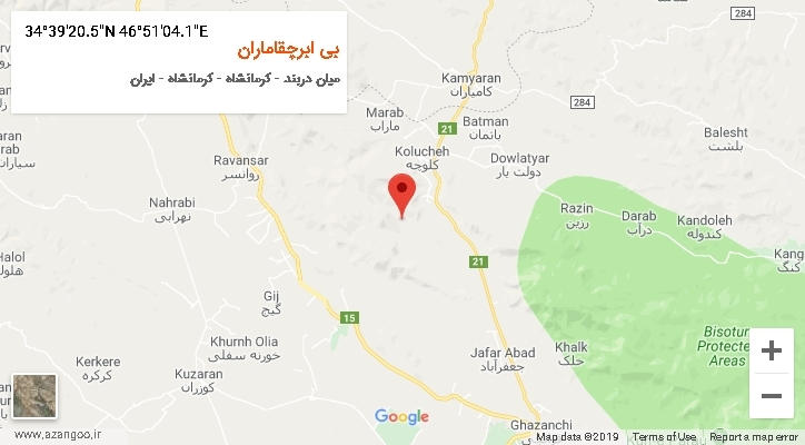 روستای بی ابرچقاماران بر روی نقشه
