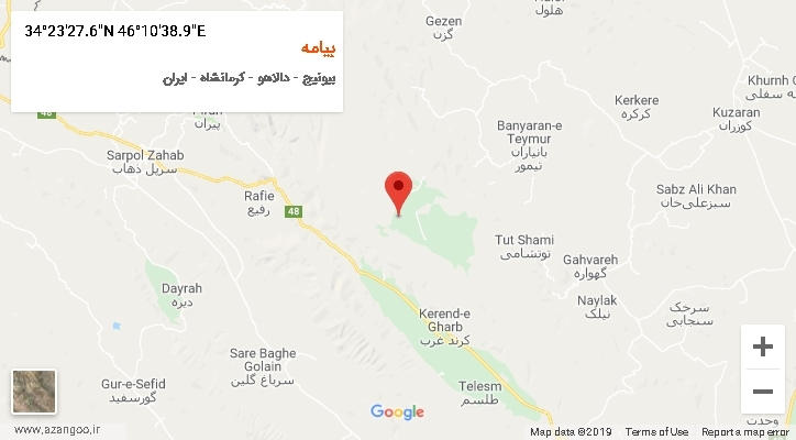 روستای بیامه بر روی نقشه