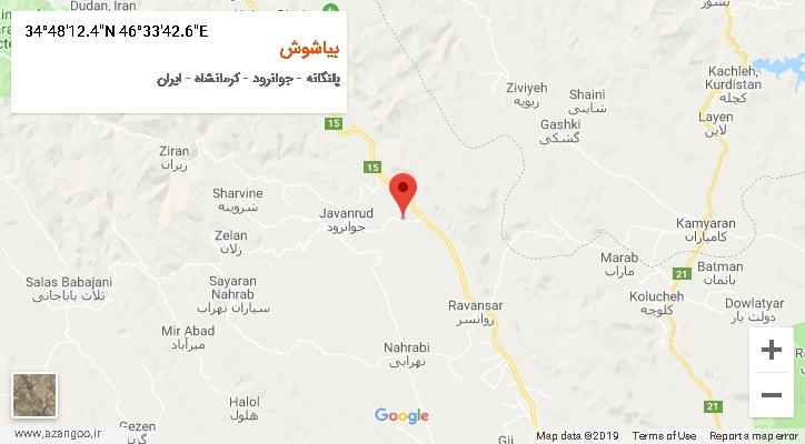 روستای بیاشوش بر روی نقشه