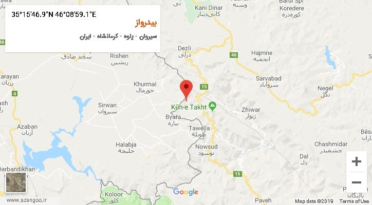 روستای بیدرواز بر روی نقشه