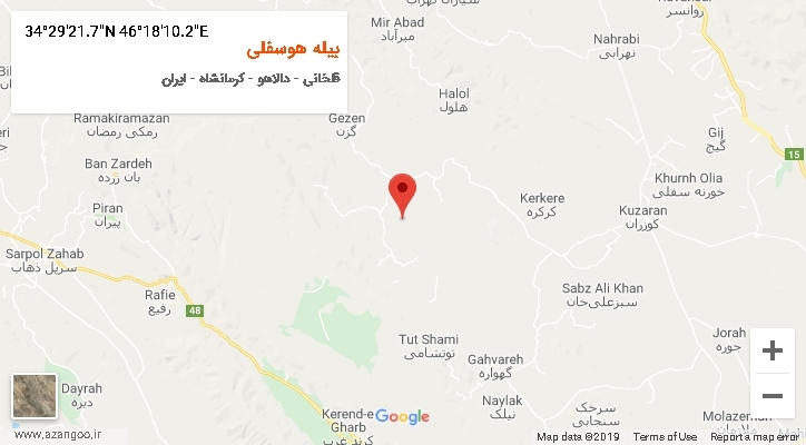 روستای بیله هوسفلی بر روی نقشه