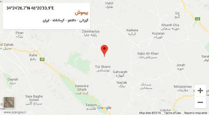 روستای بیموش بر روی نقشه