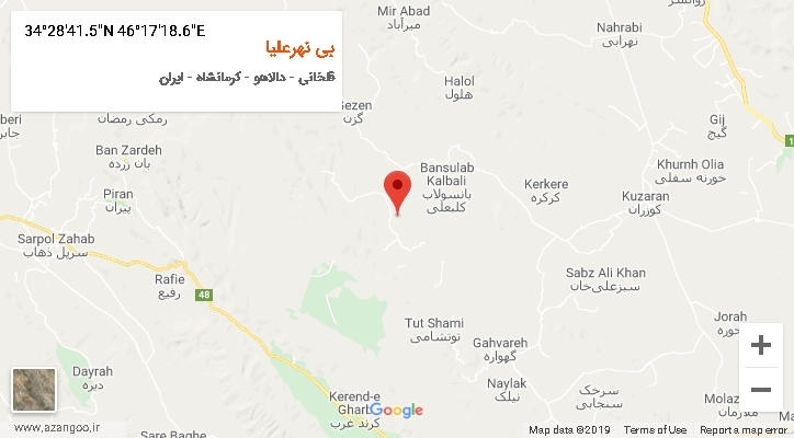 روستای بی نهرعلیا بر روی نقشه
