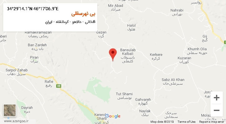 روستای بی نهرسفلی بر روی نقشه