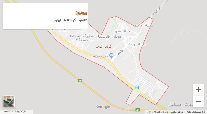 دهستان بیونیج بر روی نقشه