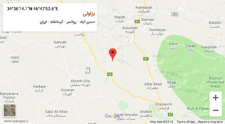 روستای بزاولی بر روی نقشه