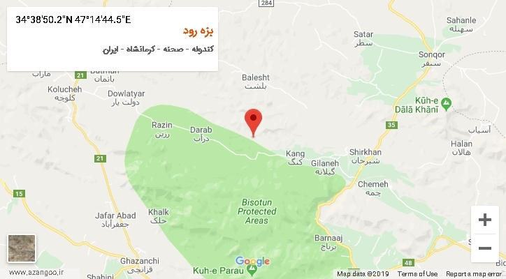 روستای بزه رود بر روی نقشه