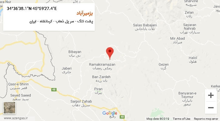 روستای بزمیرآباد بر روی نقشه