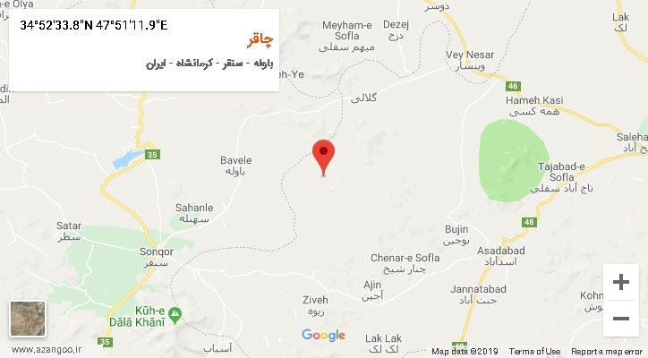 روستای چاقر بر روی نقشه