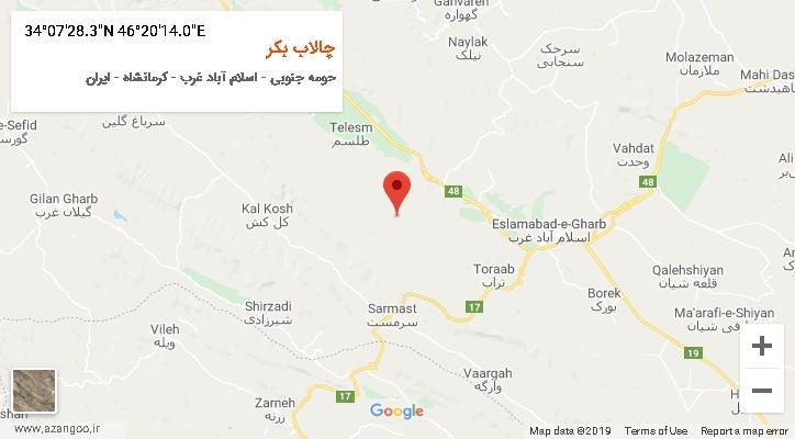 روستای چالاب بکر بر روی نقشه