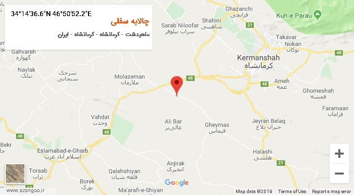 روستای چالابه سفلی بر روی نقشه