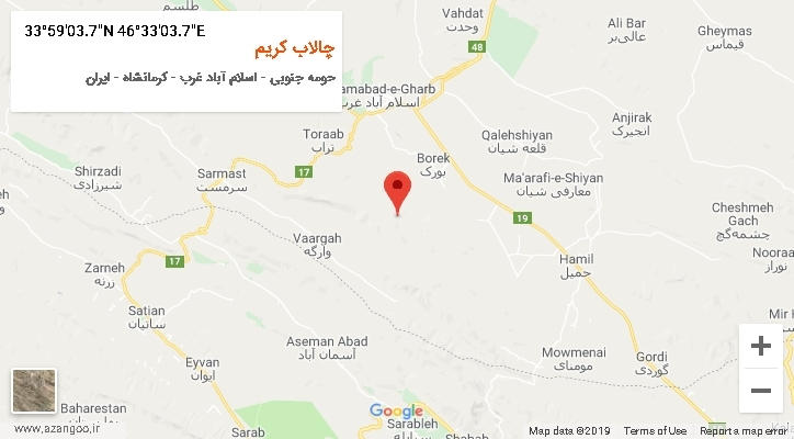 روستای چالاب کریم بر روی نقشه