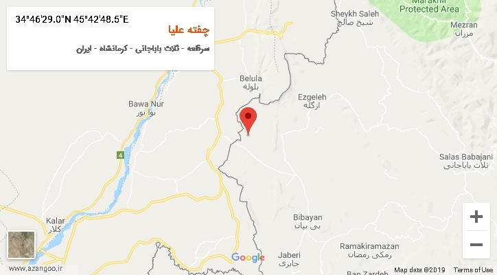 روستای چفته علیا بر روی نقشه
