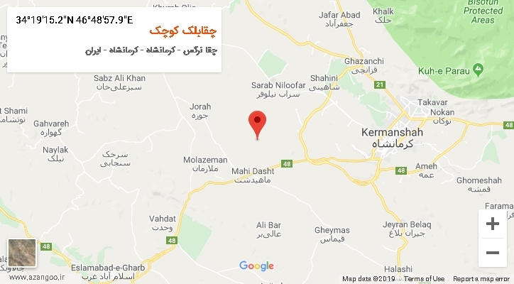روستای چقابلک کوچک بر روی نقشه
