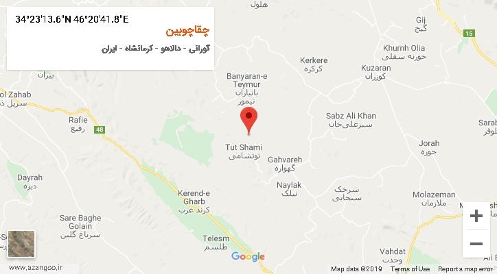 روستای چقاچوبین بر روی نقشه