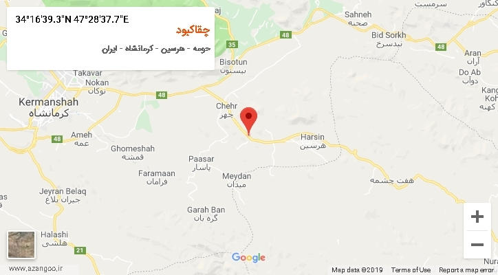 روستای چقاکبود بر روی نقشه