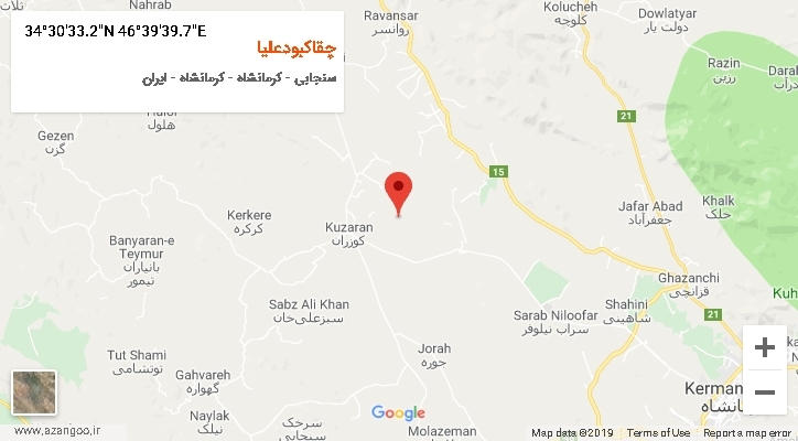 روستای چقاکبودعلیا بر روی نقشه