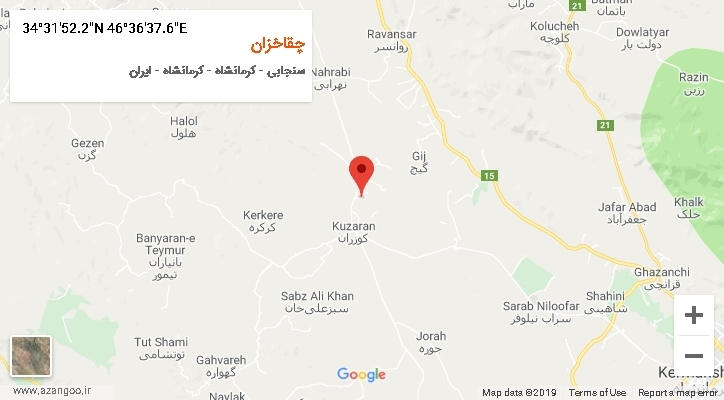 روستای چقاخزان بر روی نقشه