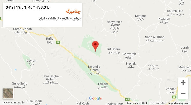 روستای چقامیرگه بر روی نقشه