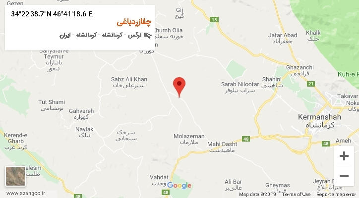 روستای چقازردباغی بر روی نقشه