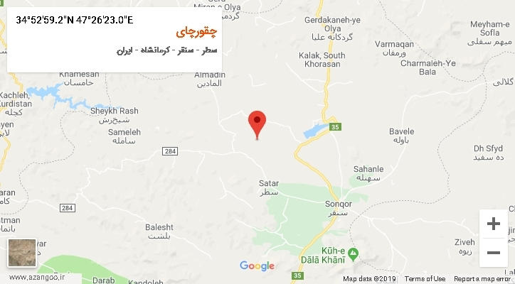 روستای چقورچای بر روی نقشه