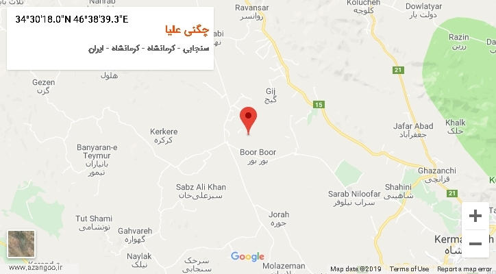 روستای چگنی علیا بر روی نقشه