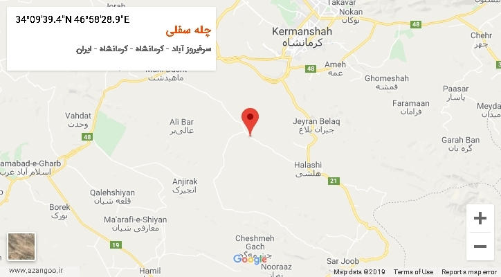 روستای چله سفلی بر روی نقشه