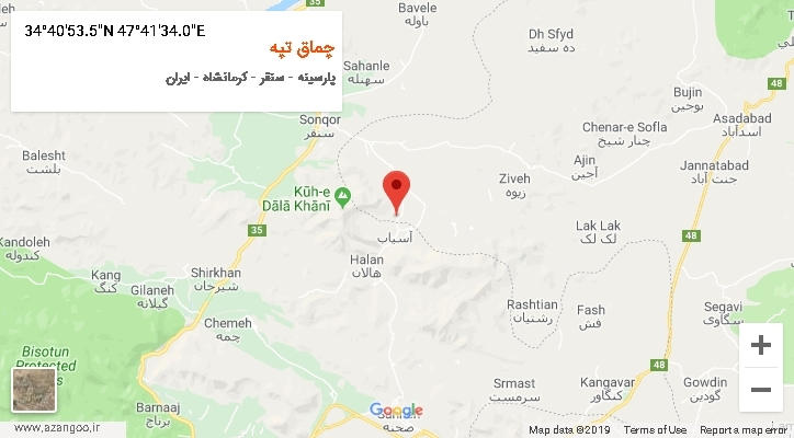 روستای چماق تپه بر روی نقشه