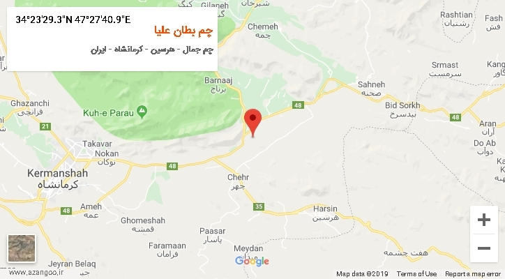 روستای چم بطان علیا بر روی نقشه