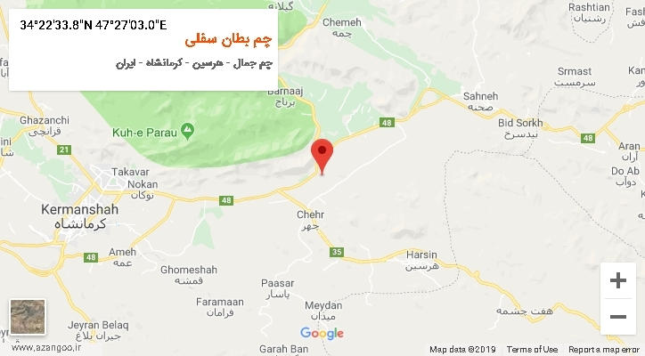 روستای چم بطان سفلی بر روی نقشه