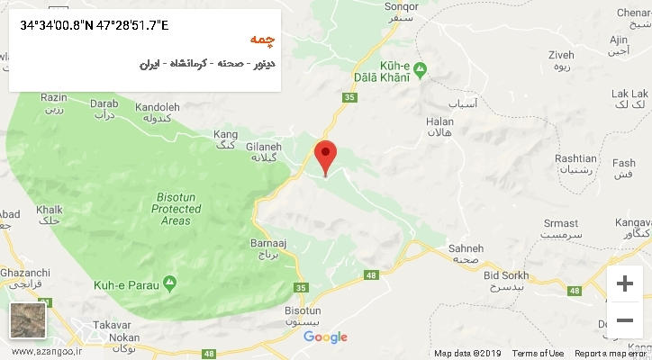 روستای چمه بر روی نقشه